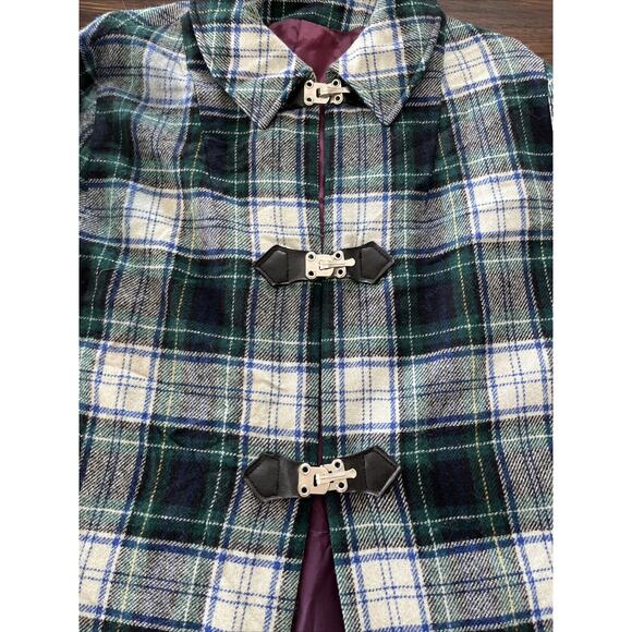 Vintage Amana Fine Woolens Tartan Long Cape Womens Metal Clasp Size Large - Picture 9 of 14